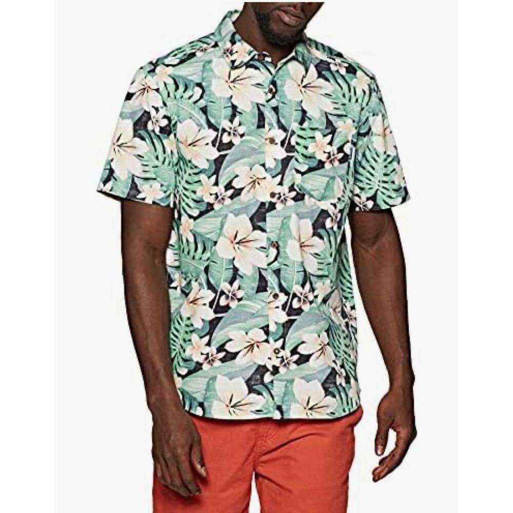 Hurley Cabana Mens Short Sleeve Shirt Large Oil Grey size M